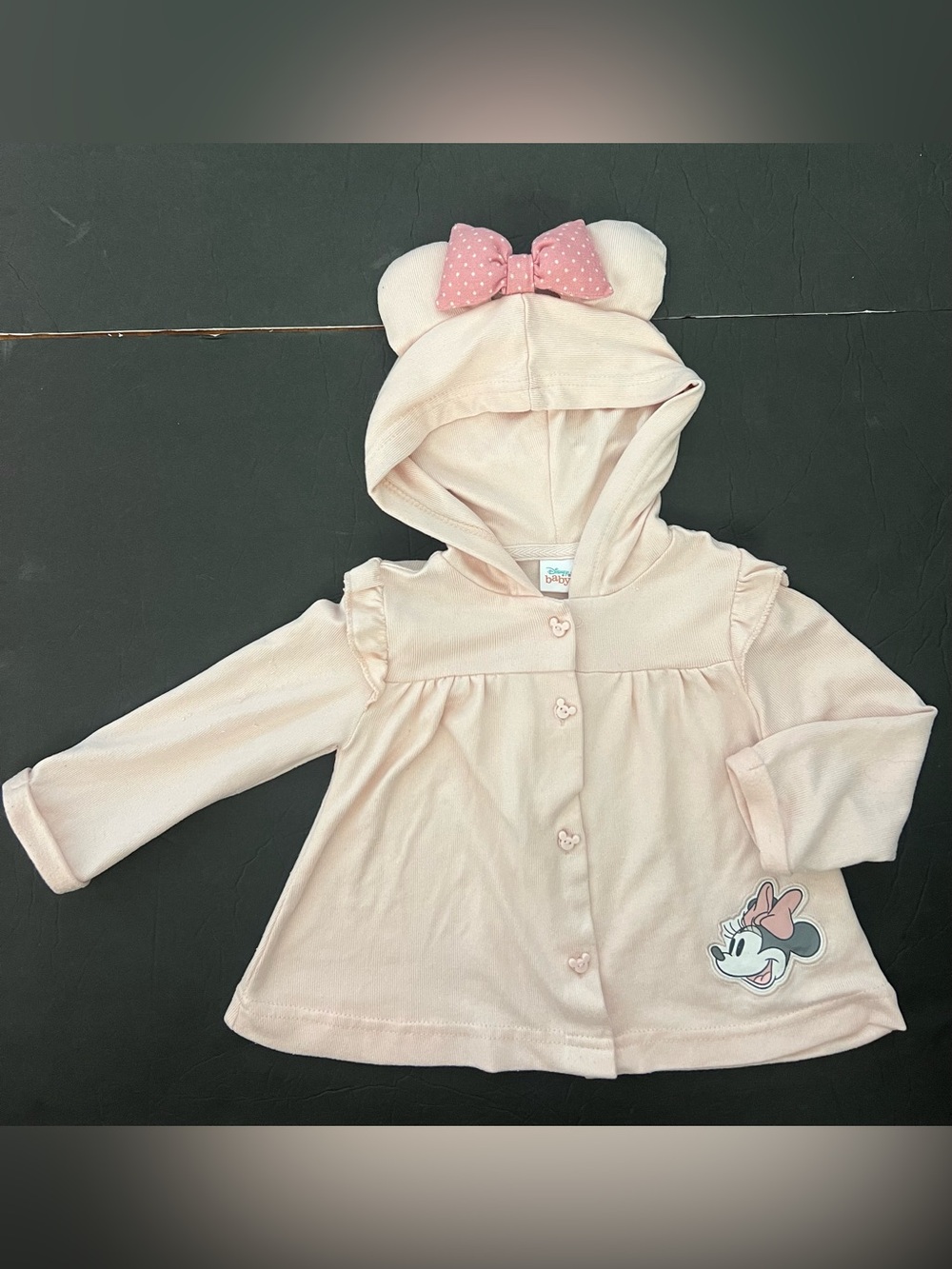 24M Disney Baby Girl Light Pink Minnie Mouse Hooded Jacket with Bow Ears